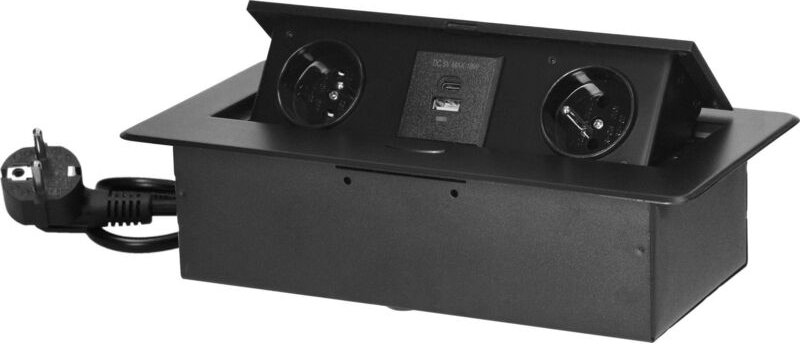 Orno OR-GM-9035/B schwarze Steckdose mit USB-Ladegerät