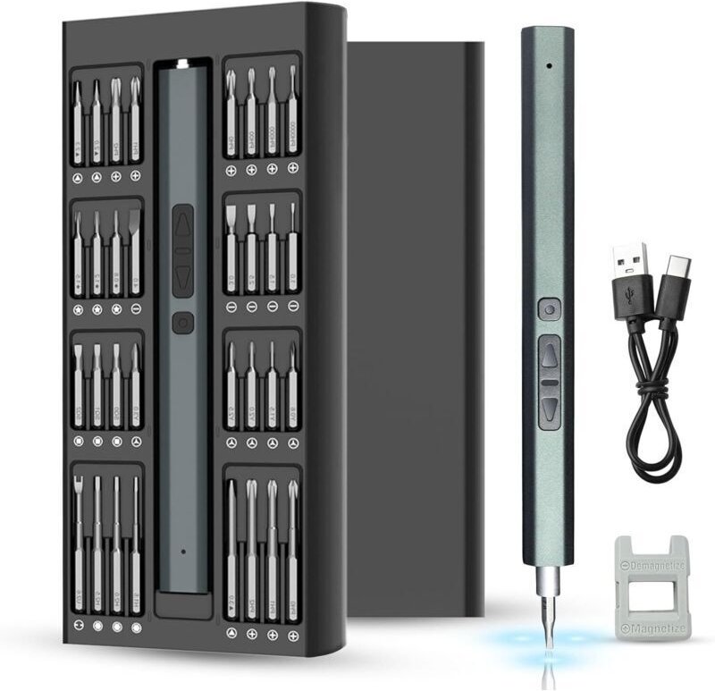66-in-1 Akku-Präzisionsschraubendreher mit LED, Mini-Elektronik-Schraubendreher-Set für Spielzeug und Uhren