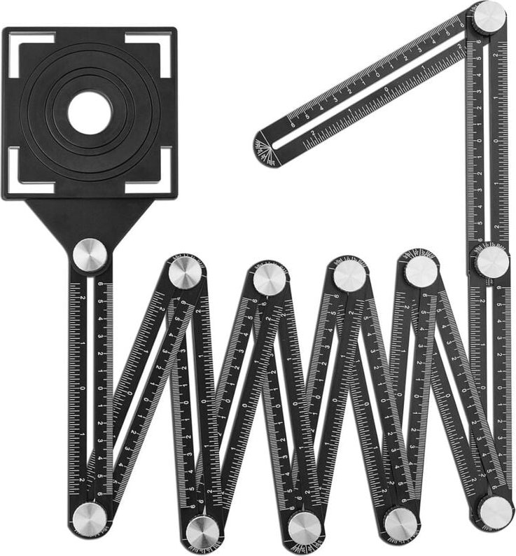 Gunpla-Mehrwinkel-Messlineal mit 12 Seitenformen, Winkelschablone, Positionierungslöchern und klappbarem Schiebelineal f...