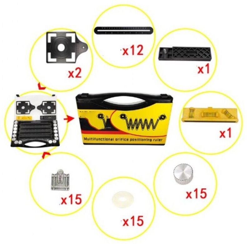 Mehrwinkel-Fliesenmesslineal-Set – schwarzes Winkelwerkzeug – Winkelschablone aus Aluminiumlegierung – 12 Seitenwerkzeug...