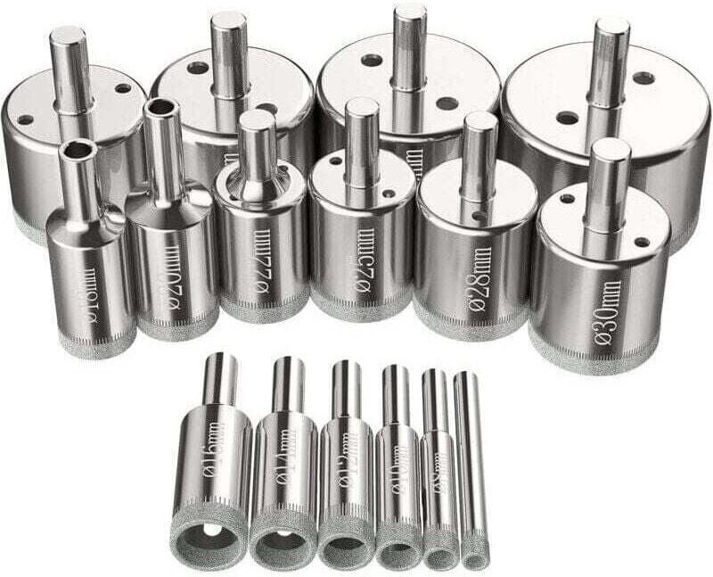 Tin Tinker and Tirpan – Set mit 16 Diamant-Lochsägen (6–50 mm) für Glasbohrer, geeignet für Kohlenstoffstahl, Glas, Kera...