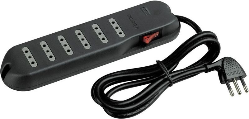 Bticino Slim Mehrfachsteckdose 6 Doppelsteckdosen beleuchteter Schalter anthrazit Stecker 10A 3630GB