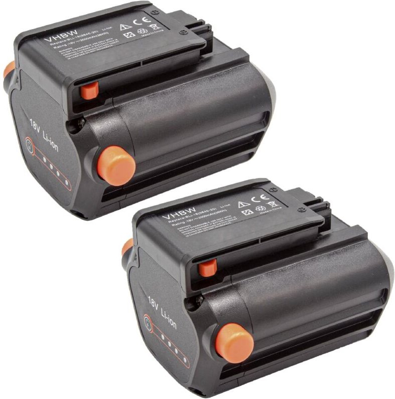 vhbw 2x Akku kompatibel mit Gardena EasyCut Li-18/50 (8877-20) Rasenmäher Grasschere, Strauchschere (2000mAh 18V Li-Ion)