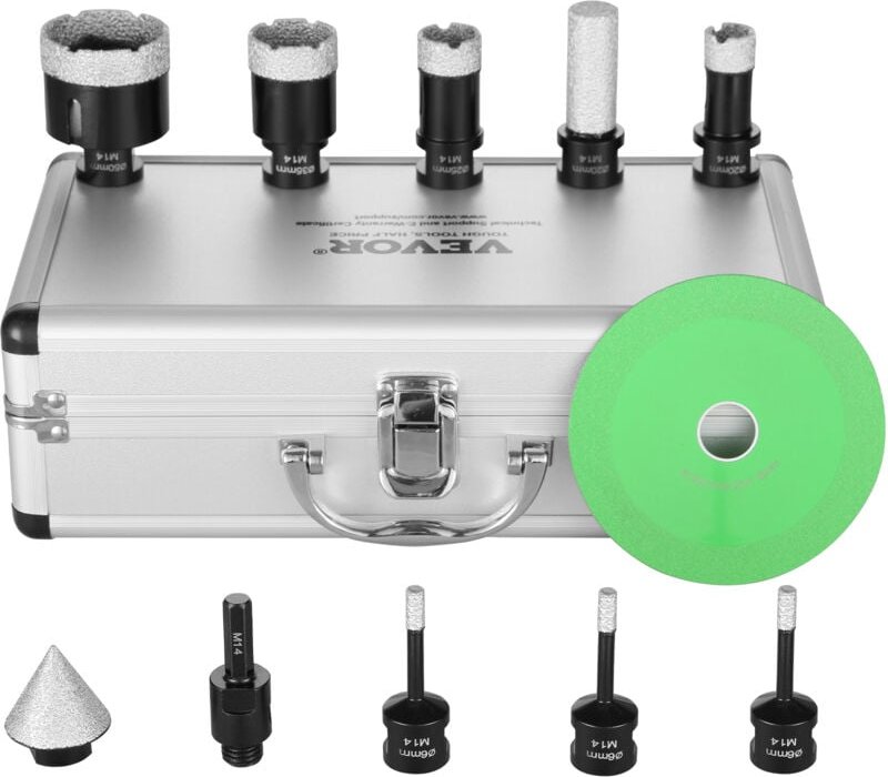 Diamant-Kernbohrer-Set, 7-teilig, 6/6/6/20/25/35/50 mm, Diamant-Lochsägen-Set, mit Fingerfräser, Kegelbohrer, Sägeblatt ...