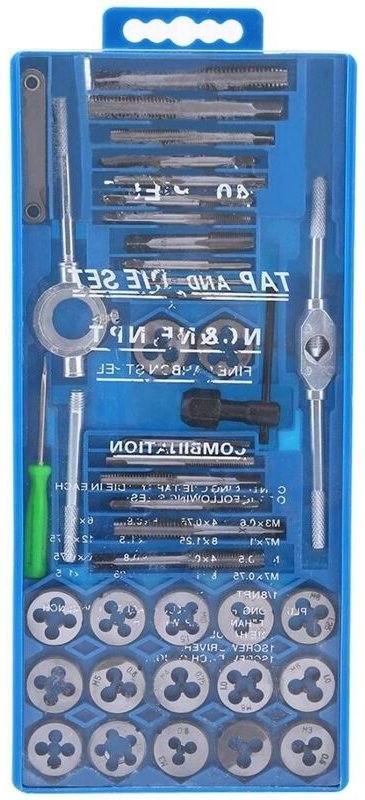 Juego de machos y terrajas métricos endurecidos Eosnow, roscado de tornillos, herramientas manuales cónicas, 40 piezas