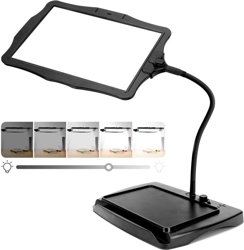 10X Lupe mit Licht und Ständer, 360° Flexible Schwanenhals Leselupe, 50 LED Helligkeit Einstellbare Abnehmbare Blendfrei...