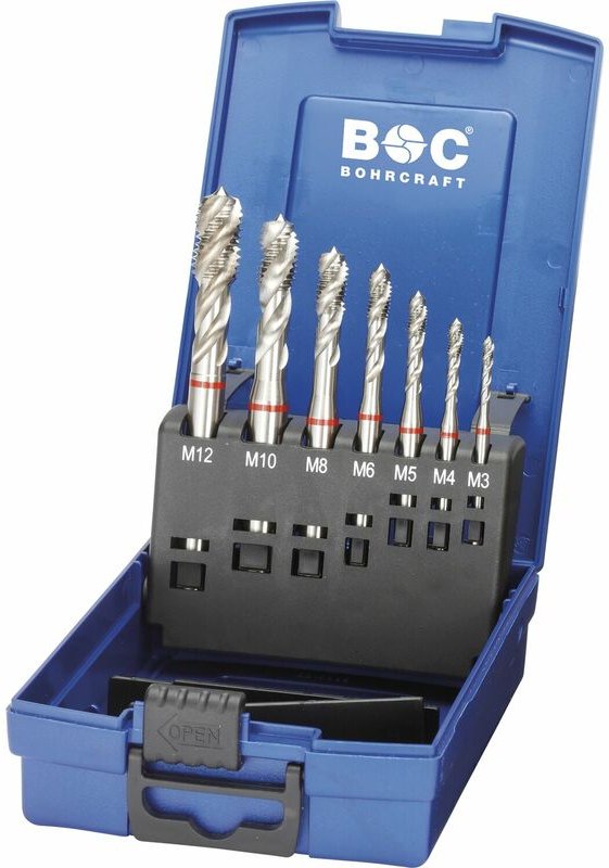 BOHRCRAFT Maschinengewindebohrer-Satz M3-M12 HSS-E Rotring 40º RSP 7-teilig