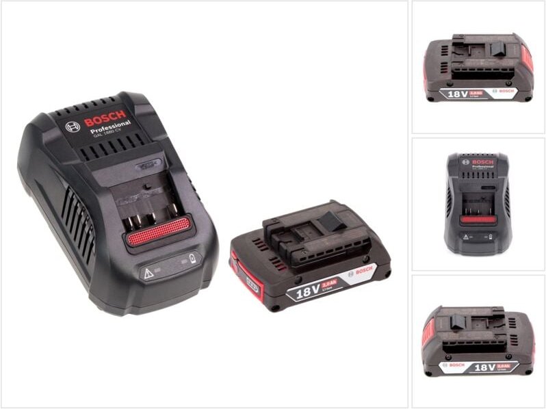 Bosch Akku Set mit 1 x GBA 2 Ah Akku und Ladegerät GAL 1880 CV für 14,4 V - 18 V Li-Ion