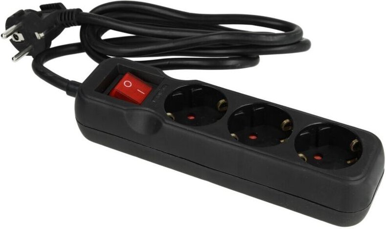 Kopp - 129715009 Steckdosenleiste mit Schalter 3fach Schwarz Schutzkontakt 1 St.