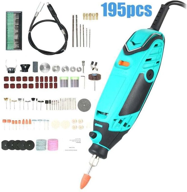 195-teiliges Multifunktions-Rotationswerkzeug-Set (130 W), variable Drehzahl 8000–30000 U/min, elektrisches Rotationswer...