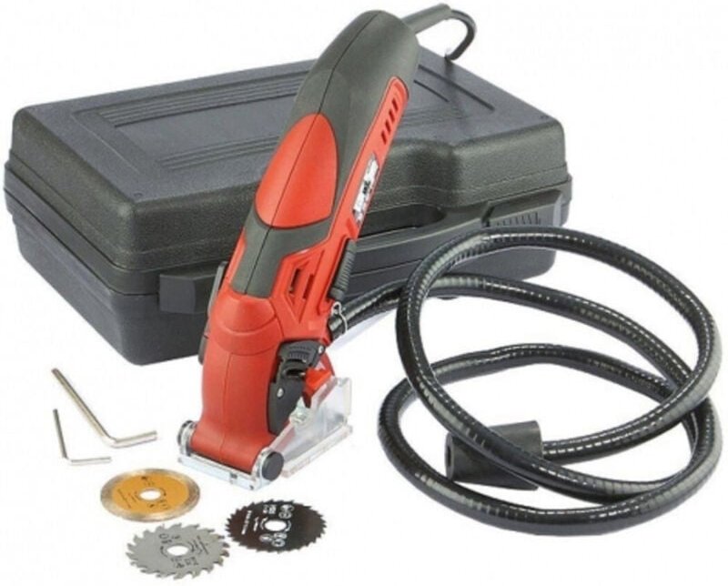 Trade Shop Traesio - Trade Shop - mini sega circolaola mit 3 lame und tubo aspiration 400W 3400 rpm taglio 12MM -