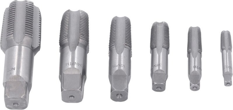 Eosnow 6-teiliger Rohrgewindebohrer NPT 1 Zoll 3/4 Zoll 1/2 Zoll 3/8 Zoll 1/4 Zoll 1/8 Zoll Kohlenstoffstahl-Gewindeschn...