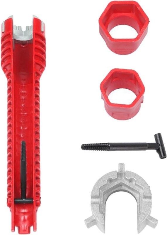 Multifunktionaler 8-in-1 Wasserhahn-Schlüssel Installateur für Spüle und Spülbecken, Installationswerkzeug für Toilette,...