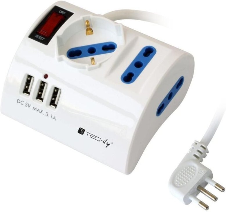 Techly IUPS-PCP-DESK10AP Verlängerungskabel 1,5 m 3 AC-Ausgänge Drinnen Weiß