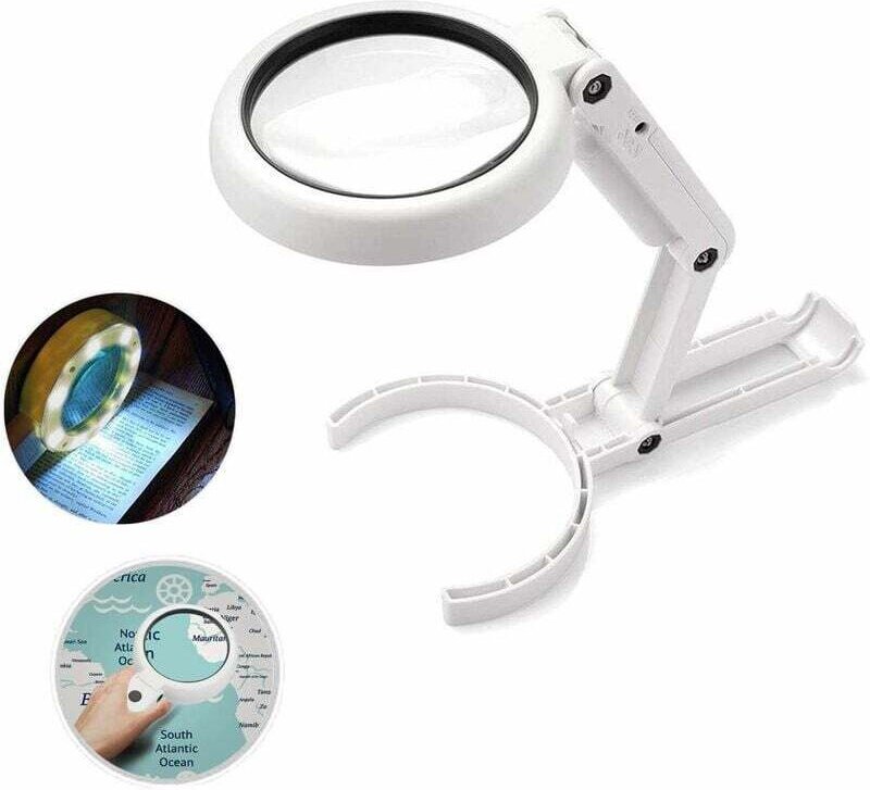 Handlupe, 5-fache 11-fache Tischlupe mit faltbarem Ständer, für Schreibtisch, Schmuck, Zeitung, Lesen, Uhrenreparaturhan...