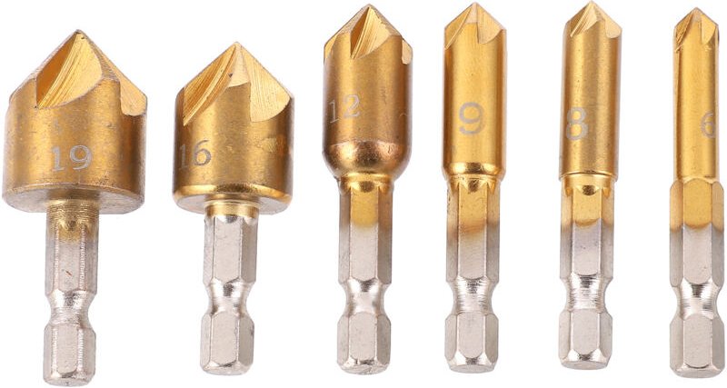 Senker zum Anfasen, Senker zum Anfasen, gute Haltbarkeit, 6-teiliges Senker-Set, einfach zu verwenden für Reparaturwerkz...