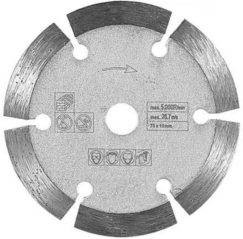 3-Zoll-Dolomit-Sägeblatt, 75 x 1,2 x 10 mm, für Winkelschleifer, zum Schneiden von Fliesen, Keramik, Beton und Marmor.