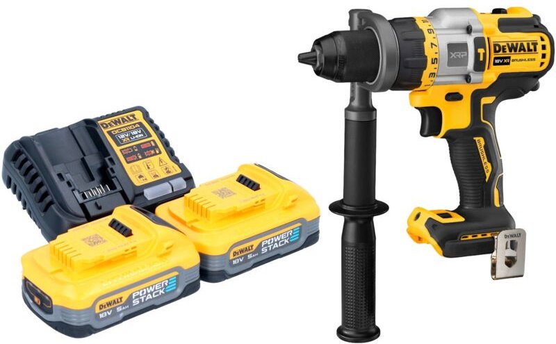 DeWalt DCD 999 H2 Akku Schlagbohrschrauber 18 V 95 Nm Brushless + 2x Powerstack Akku 5,0 Ah + Ladegerät