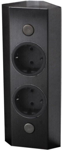 Ecksteckdose Boda, 2-fach Küchensteckdose, Steckdosenleiste schwarz