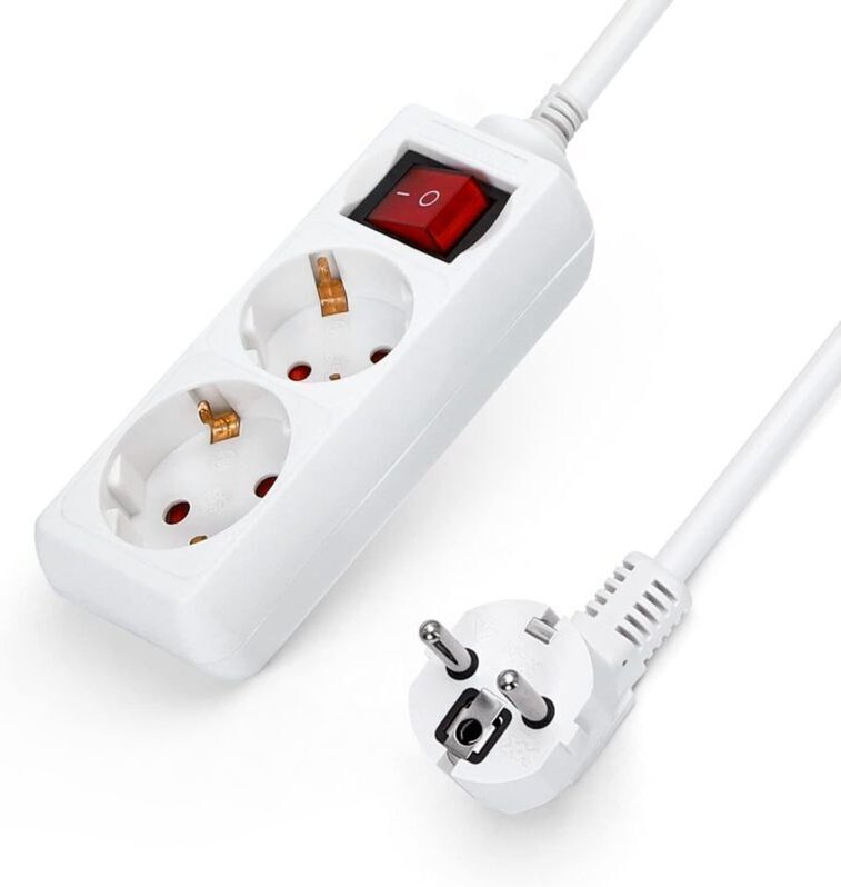 Vtizikl Multiprises 2 Prises Extension D'alimentation de 3g1.0m㎡ 1.5m Câble et Interrupteur et Sécurité Enfant Blanc Pri...