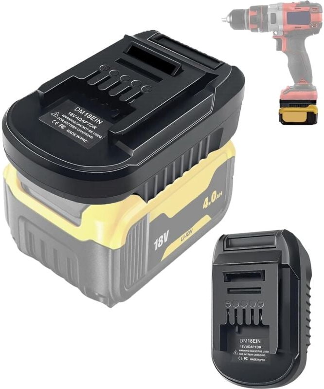 DM18EIN Akkuadapter für Dewalt und Milwaukee – Konverter für Einhell-Elektrowerkzeuge – Kompatibel mit Dewalt 20V und Mi...
