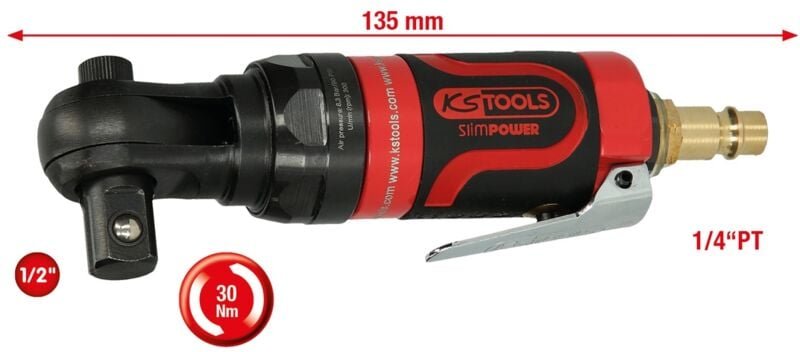 Ks Tools 1/2 SlimPOWER Mini-Druckluft-Umschaltratsche 30 Nm