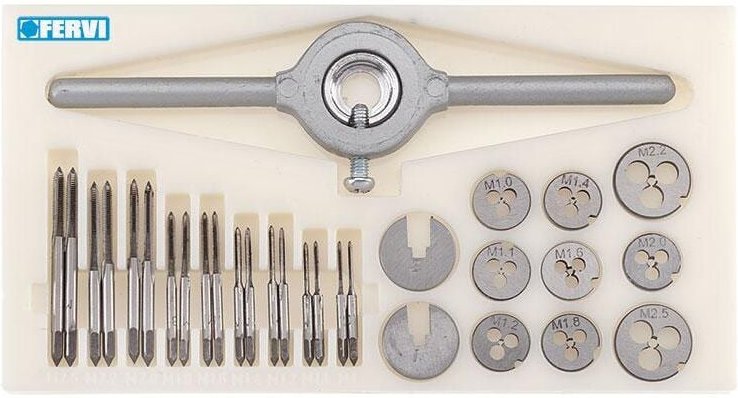 Fervi - HSS-Gewindebohrer- und Schneideisensatz 30-tlg. M1-M25 m030