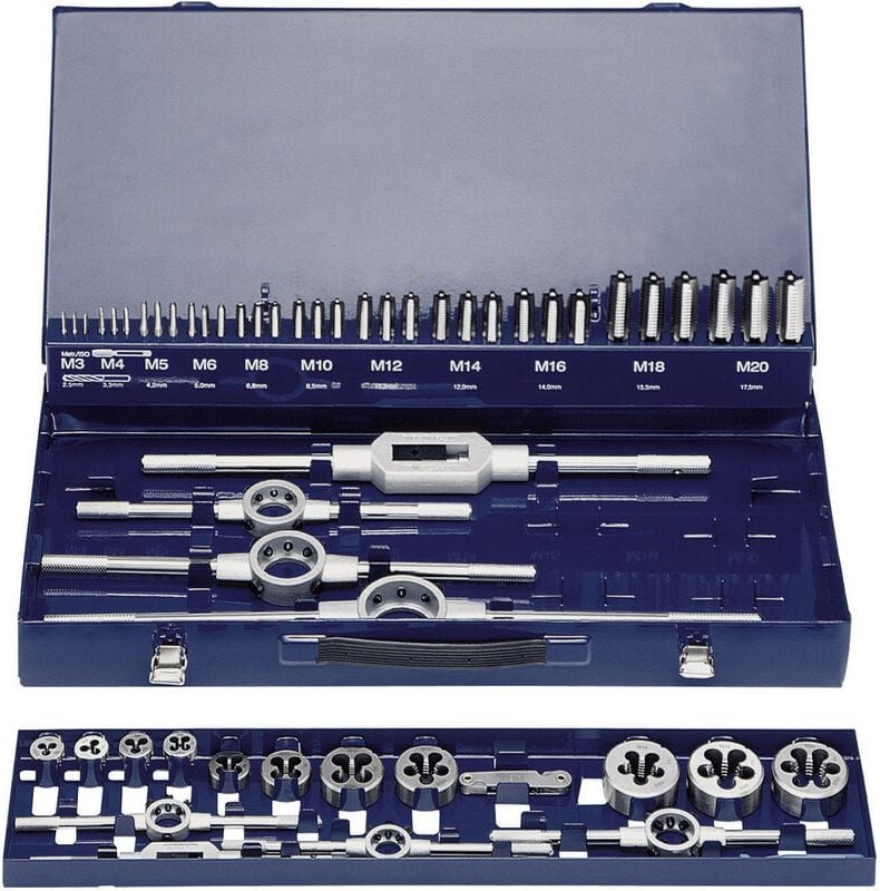 Eventus by Exact 10723 Gewindeschneidsatz 54teilig HSS metrisch M3, M4, M5, M6, M8, M10, M12, M14, M