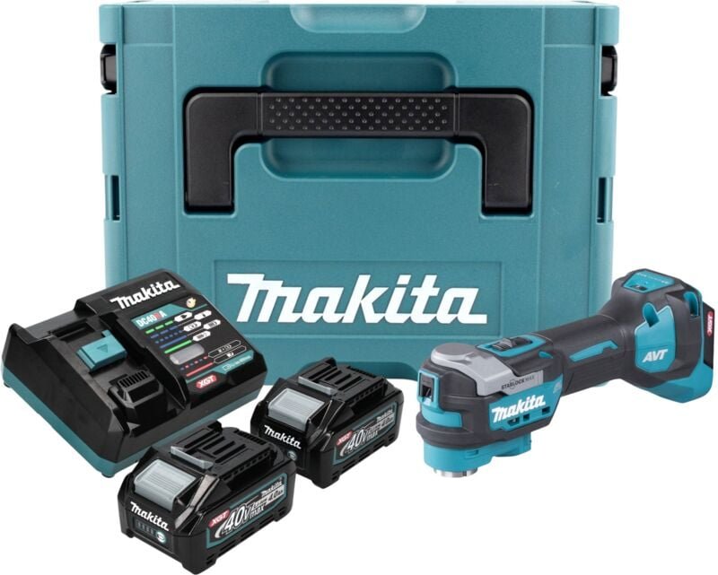 Makita TM 001 GM201 Akku Multifunktionswerkzeug 40 V max. Starlock Max Brushless + 2x Akku 4,0 Ah + Ladegerät + Makpac