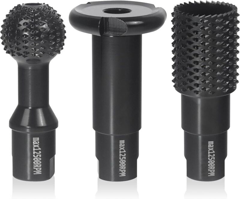 Fräser für Holz – Schleifscheiben für Holzschnitzerei, 3er-Set Rotationsfräser, Hohleisen und Holzmeißel für 115/125mm S...