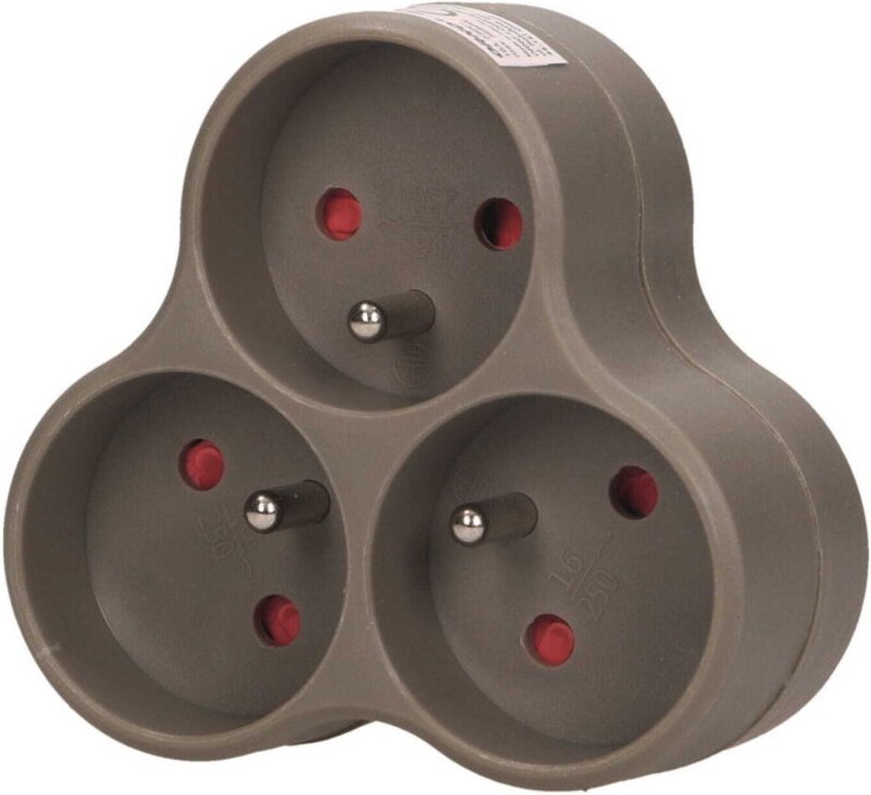 Dreifacher Elektroverteiler 3x2P+Z