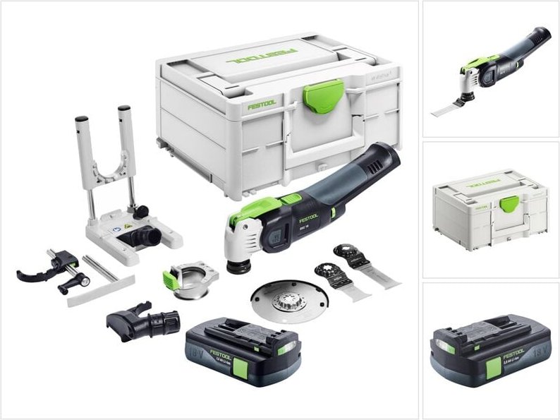 Vecturo osc 18 E-Basic Set Akku Oszillierer 18 v Starlock Max Brushless + 1x Akku 3,0 Ah + 7 tlg. Zubehör Set + Systaine...