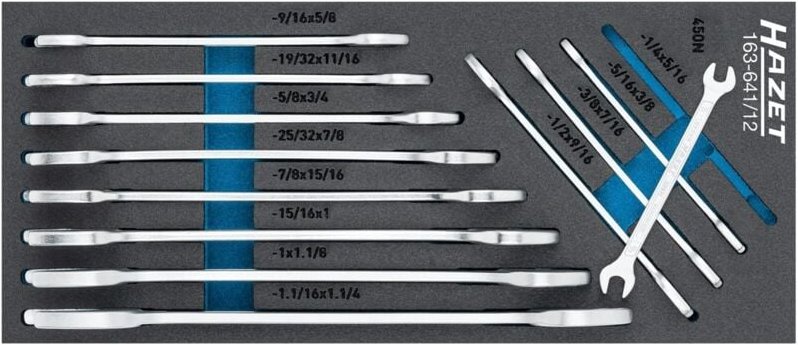 Hazet Schraubenschlüssel Satz, Außen Sechskant Profil, 12-tlg., 1/4 - 1.1/4