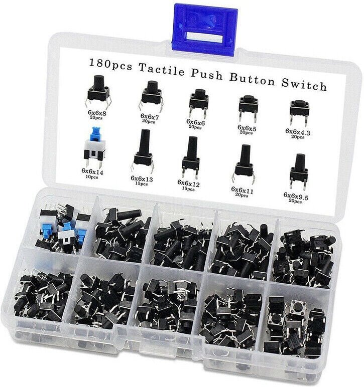 180 Stücke 10 Werte Taktile Drucktastenschalter Mini Momentary Takt Verschiedene Kits