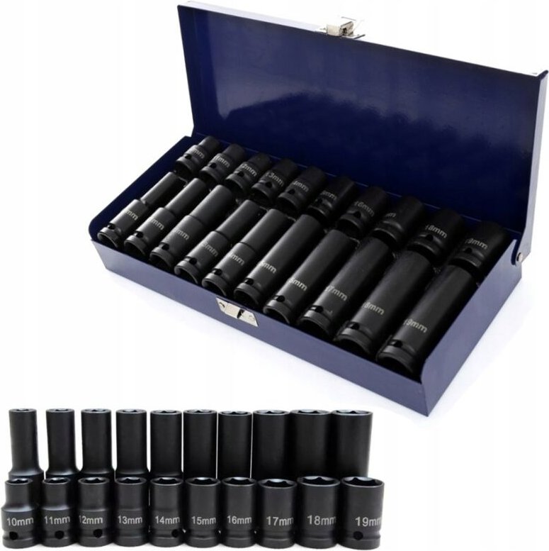 Set Schlagdosen 10-19 lang und kurz 1/2'' 20 Teile