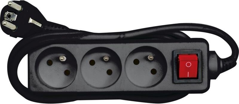 Elektrisches Verlängerungskabel, 3 Steckdosen mit Erdung, 5 m, mit Schalter 72627 vorel