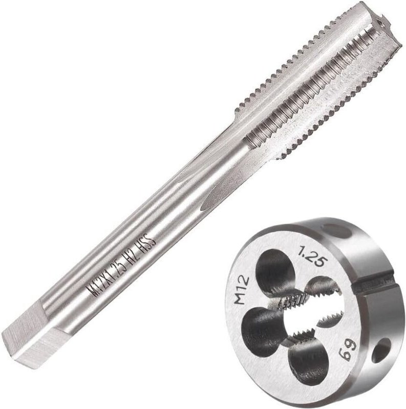 M12 x 1,25 metrische Gewindebohrer und -schneideisen, M12 x 1,25 mm HSS Gewindeschneidset, Rechtsgewindebohrer