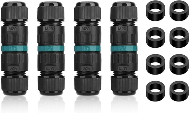 4 STÜCK 2-Wege-3-Polige Anschlussdose IP68 Wasserdichter Elektrokabelanschluss für Den AußEnbereich Ø5-12 Mm