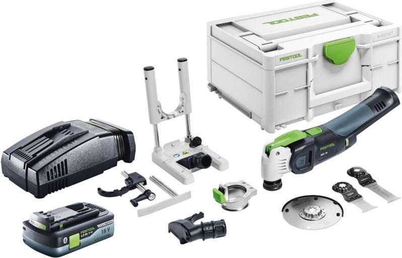 Vecturo osc 18 E-Basic Set Akku Oszillierer 18 v Starlock Max Brushless + 1x Akku 4,0 Ah + Schnellladegerät + Systainer ...