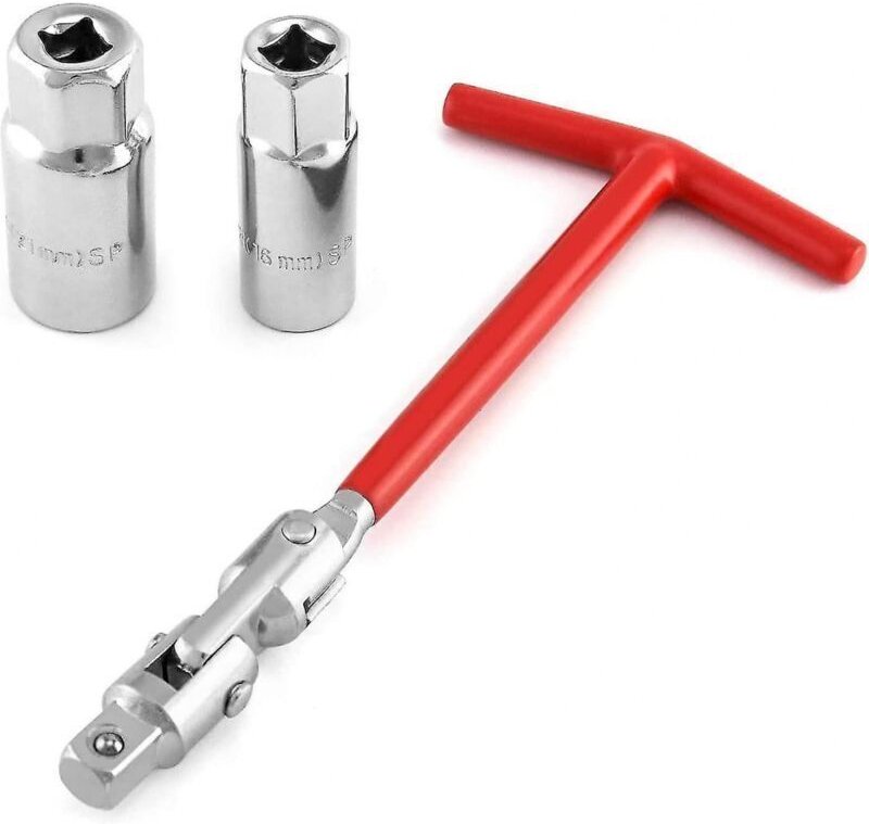 Zündkerzensteckschlüsselsatz, T-Griff-Zündkerzensteckschlüssel 16 mm 21 mm (rot)
