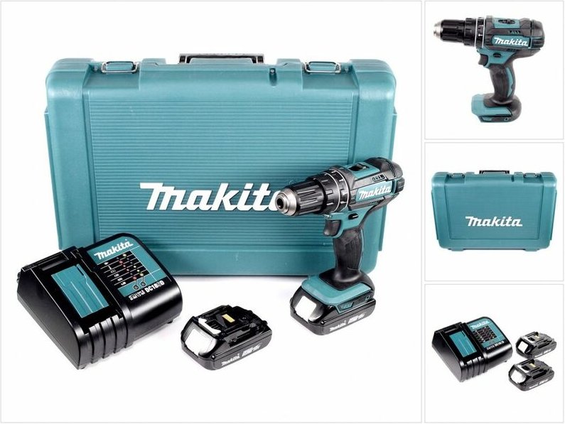 Makita DHP 482 SAE Akku Schlagbohrschrauber 18 V 62 Nm + 2x Akku 2,0 Ah + Ladegerät + Koffer