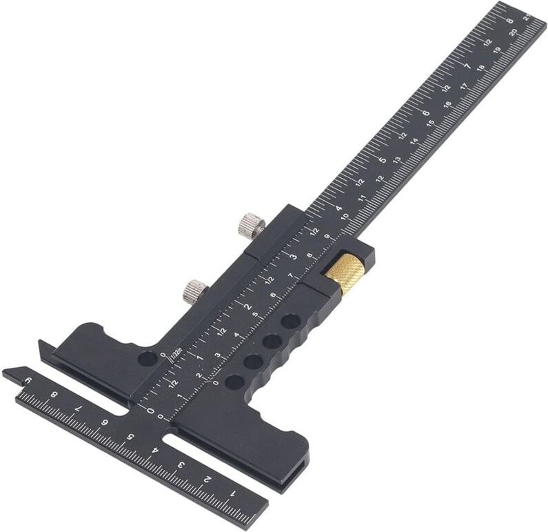 T-Winkel für die Holzbearbeitung, Präzisionsmessgerät, Messbereich von 0 bis 100 mm bis 0 bis 210 mm, Messschieber aus A...