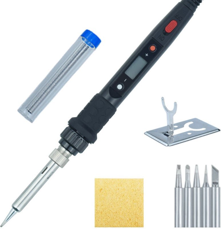 80-W-Elektrolötkolben-Lötset, einstellbare Temperatur 180 ℃ 480 ℃, sichtbar mit EIN/AUS-Schalter, 5 Ersatzspitzen für di...