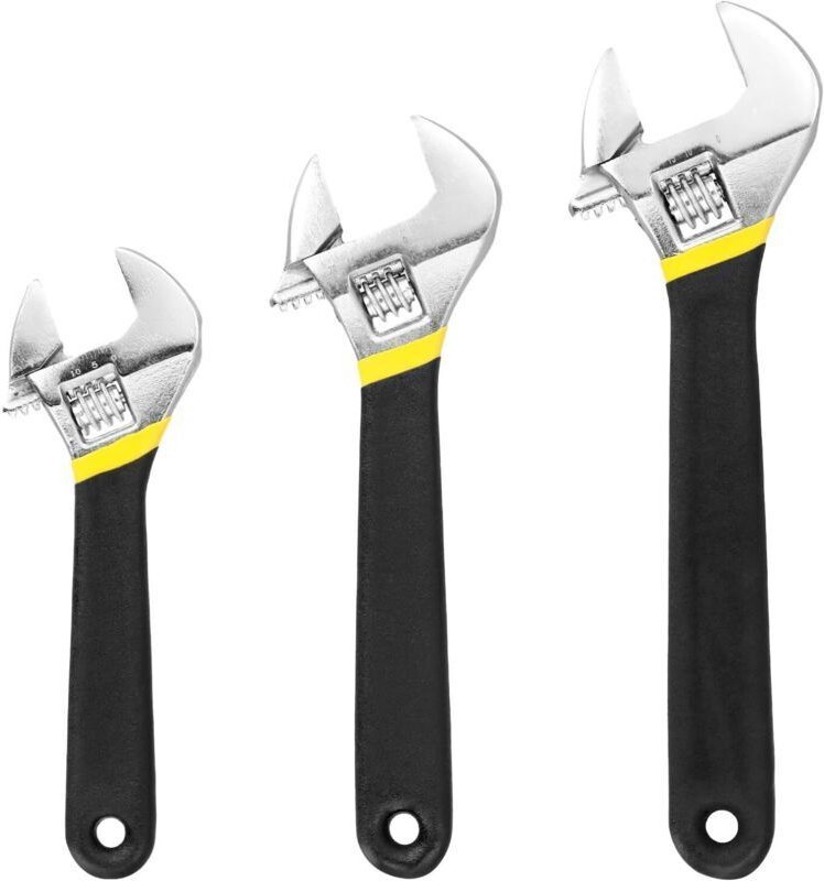 3-teiliger verstellbarer Schraubenschlüsselsatz – Größen 150 mm, 200 mm, 250 mm – Große Öffnung (20/25/30 mm) – Legierte...