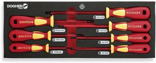 Dogher - Kombinierbares Tablett mit 7 Schlitzschraubendrehern und pz, vde 360-081