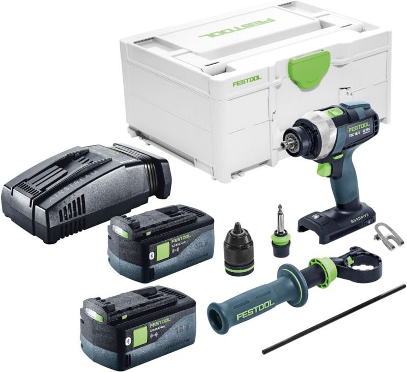 Festool TDC 18/4 I-Basic Akku Bohrschrauber 18 V 75 Nm Brushless + 2x Akku 5,0 Ah + Schnellladegerät + Systainer