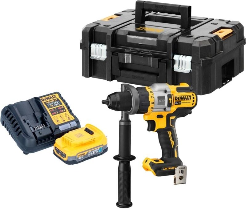 DeWalt DCD 999 E1T Akku Schlagbohrschrauber 18 V 95 Nm Brushless + 1x Powerstack Akku 1,7 Ah + Ladegerät + TSTAK