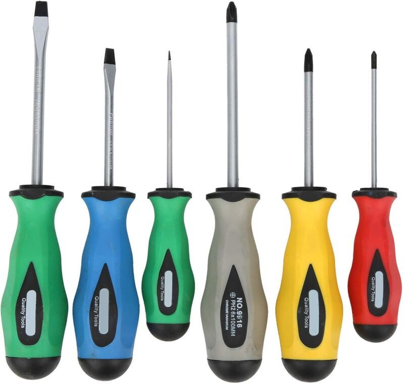 6-teiliges Service-Schraubendreher-Set aus legiertem Stahl, 3 Kreuzschlitzschraubendreher, 3 Schlitzschraubendreher, mit...