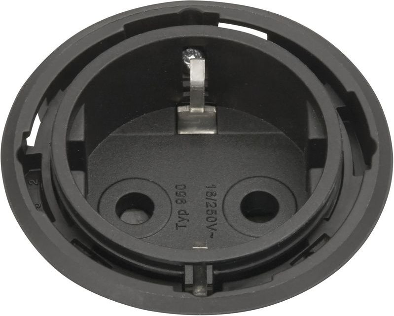 Evoline - One Steckdose ohne Abdeckring ø 59mm mit Winkelstecker Kunsttoff schwarz