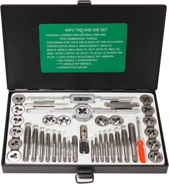 Gewindebohrer- und Schneideisen-Set, 40-teilig